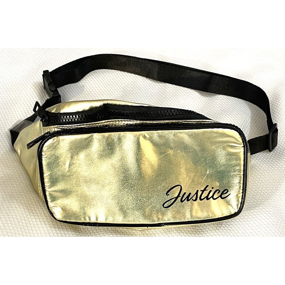 Adjustable strap purse on your hip perfect on the go Justice Girls Gold Metallic